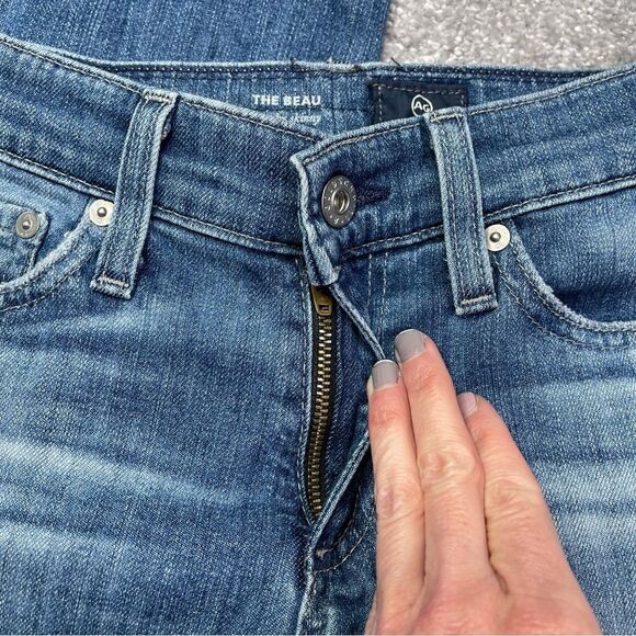 Ag Adriano Goldschmied The Beau Sloucy Skinny Distressed Medium Wash Jeans 25 - Picture 4 of 15